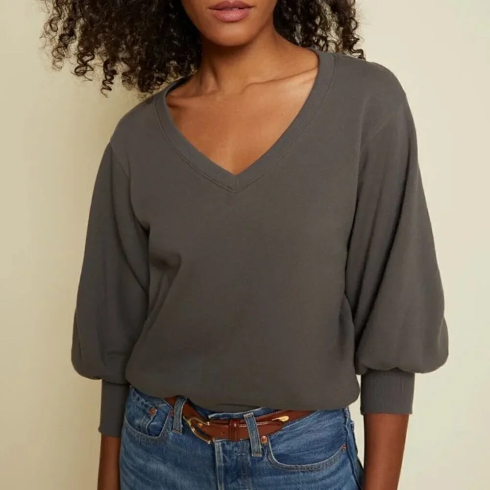 Nation LTD Neva V Neck Sweater In Petrol XS​​​​​​​​